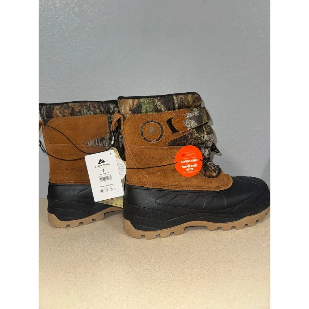 Ozark‎ Trail Mens Snow Boots Mossy Oak Camo Suede Waterproof Insulated Size 9